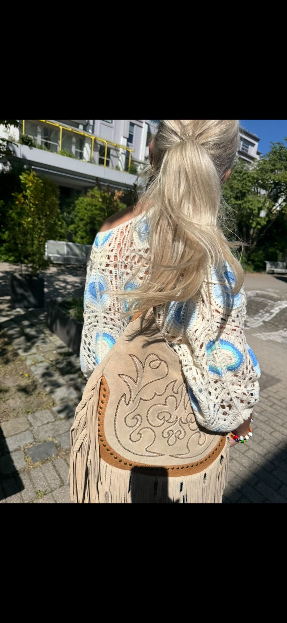 Boho Tasche mit Fransen aus feinstem Wildleder